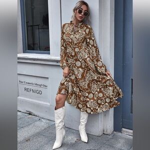 Paisley coffee print dress